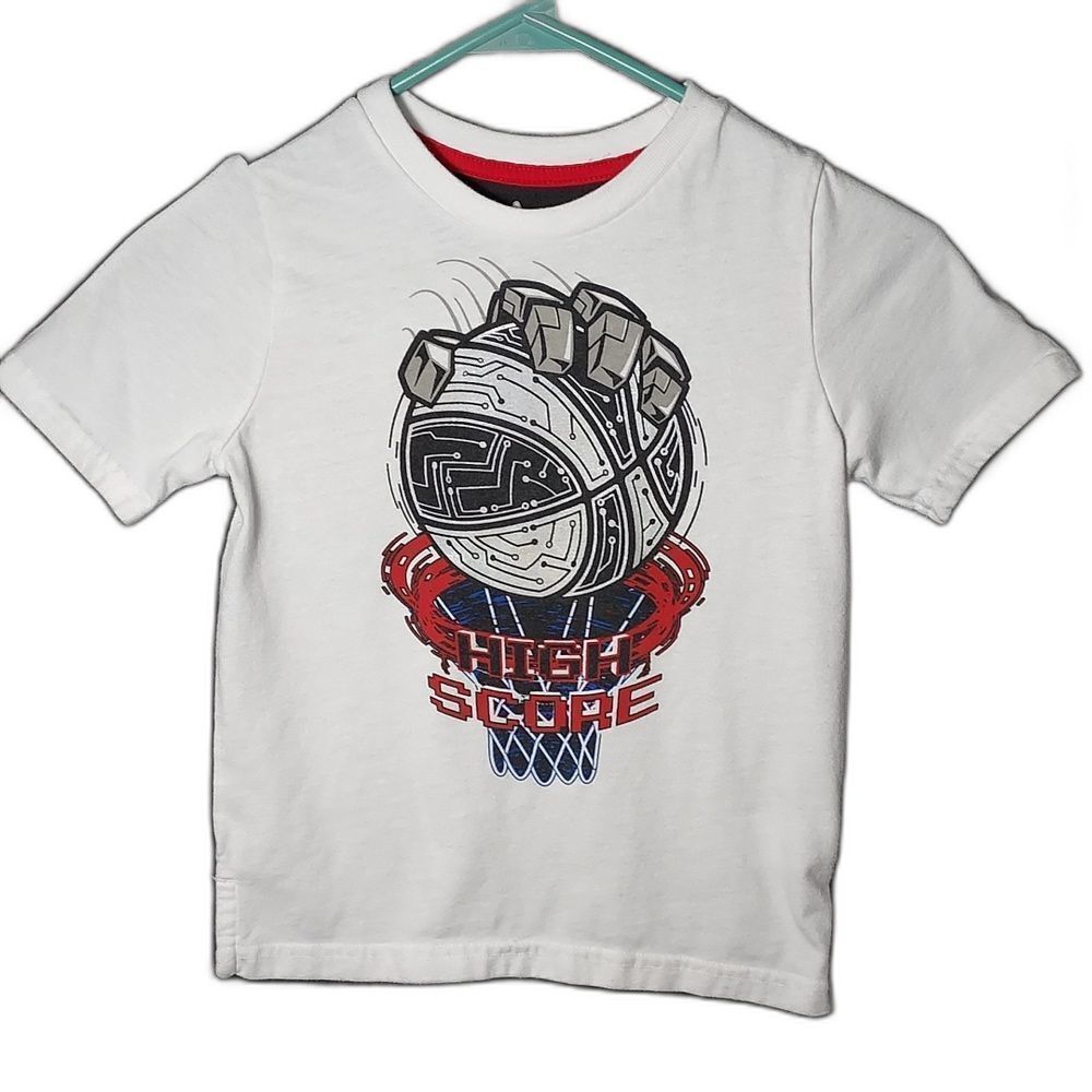 365 Kids Size 6 Kids Boys Graphic Tee Shirt T-Shirt High Score White & Black